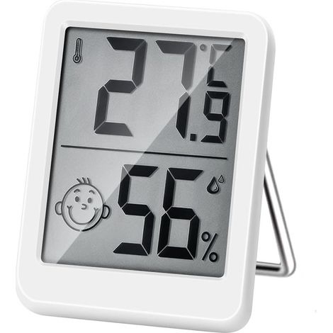 Termómetro higrómetro digital de alta precisión con pantalla grande e indicador de humedad interior: perfecto para el control de la temperatura en hogares y habitaciones de bebés. (1/5)