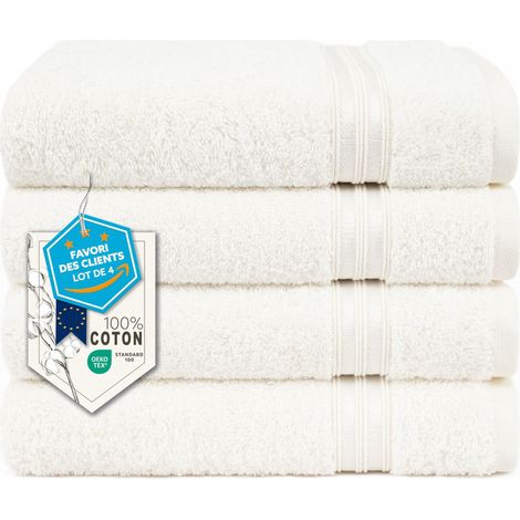 Serviettes de Toilette Lot de 4 50x100 cm, 100% Coton Éponge (1/5)
