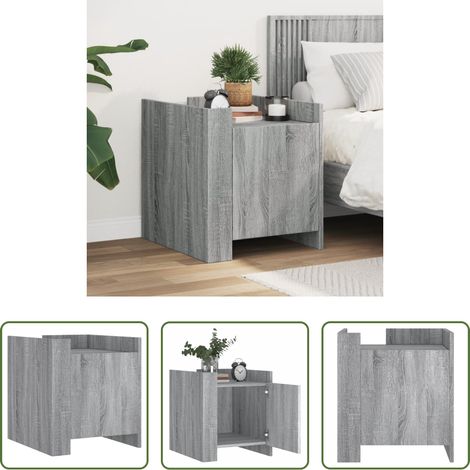 vidaXL Table de chevet design élégant - Table de chevet sonoma gris 45x50x50 cm bois d'ingénierie (1/5)