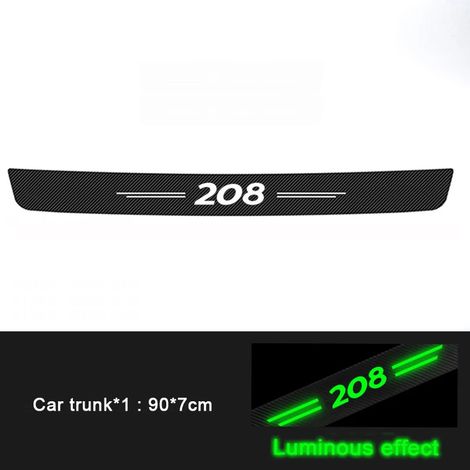 (Coffre 1 pièce) Film en fibre de carbone lumineuse pour seuil de porte,coffre arrière et pare-chocs de Peugeot 208 : protection anti-rayures et salissures,autocollants de style (1/3)