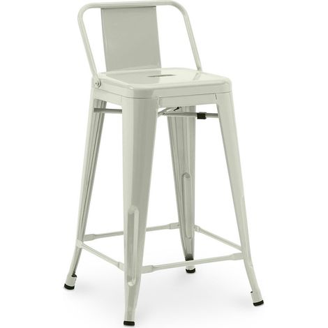 Bar Stool with Backrest - Industrial Design - 60cm - New Edition - Stylix Pale green