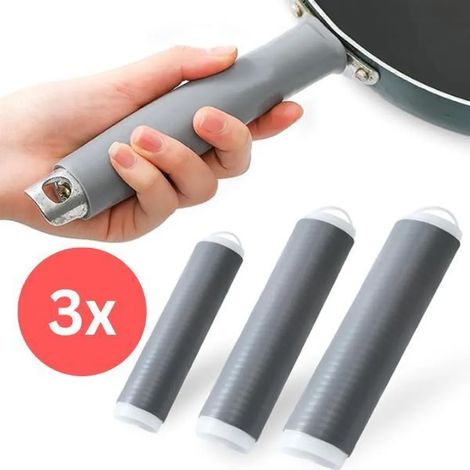 Paquete de 3 fundas de silicona para mangos de ollas calientes, protectores antideslizantes para mangos. (1/5)