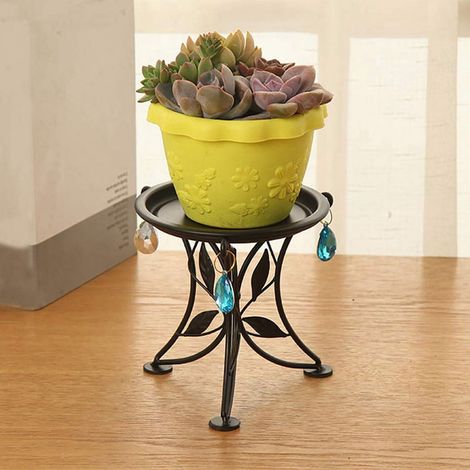 Support Pour Plante - Support Métallique Minimaliste 13 x 13 x 13 cm - Pour Intérieur Et Extérieur - Noir - 1 Pièce (1/5)