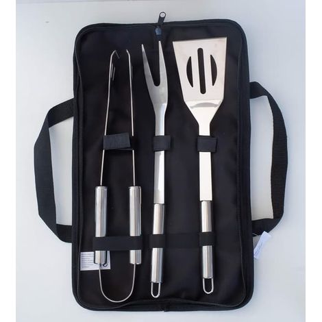 BelleRise - Ensemble de 3 couverts barbecue en acier inoxydable, spatule et fourchette, pour hamburgers et steaks - yux (1/5)