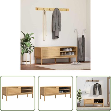 Rangement entrée - Banc de couloir avec tiroir FLORO Cire marron 115 x 40 x 45 cm (1/5)