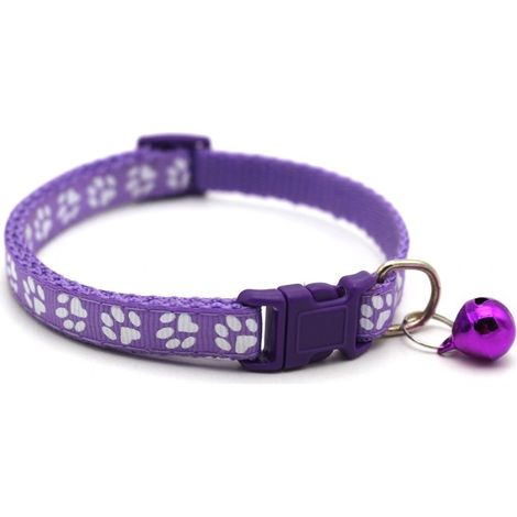 Collier pour chiot, patte en nylon avec cloches réglable libération clip (violet) (1/5)