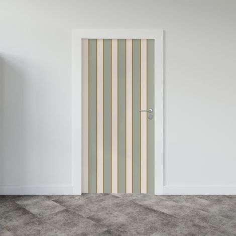 Sticker porte, rayures tendance Vintage Vert, 204 cm X 60 cm (1/5)
