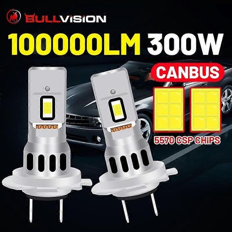 Ampoules de phares LED H7, 100 000 lumens, sans erreur Canbus, 300 W, 6 000 K, mini-diode 1:1 pour voiture et camion, 12 V et 24 V, BULLVI-AquaForge (1/5)