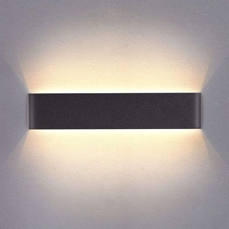 Applique murale d'intérieur LED (noire), 41 cm, lumière blanche chaude 14 W 3000 K, moderne, idéale pour une chambre, un salon, un couloir, une salle de bain ou des escaliers. (1/4)