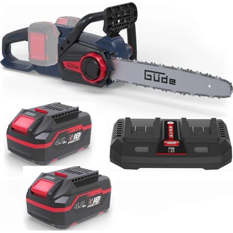 GÜDE Akku-Kettensäge KS 36V + 2 x Akku 4 Ah / Doppelladegerät) 18V E³