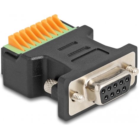 Delock Adaptador de D-Sub 9 hembra a bloque de terminales con pulsador