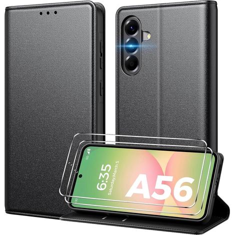 Handyhülle A56 5G Klapphülle Kartenfach 2x Samsung Galaxy A56 Schwarz (1/5)