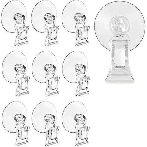 Lot de 10 ventouses transparentes pour vitres de salle de bain, avec clip, pour affichage publicitaire. (1/5)