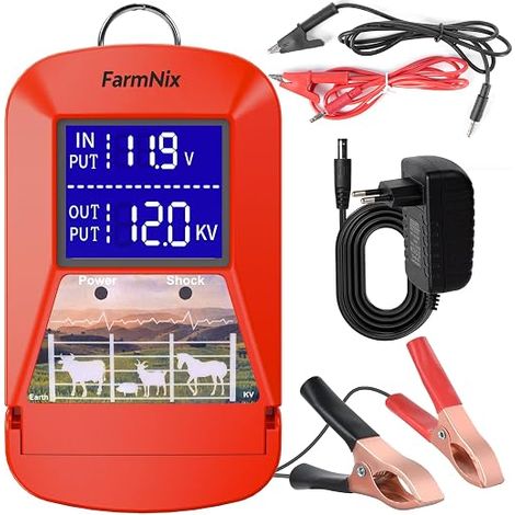 Électrificateur de clôture électrique avec affichage LED, 3J 230V  portée de 24 km, options d'alimentation (secteur/batterie/solaire), chargeur de clôture électrique (1/5)