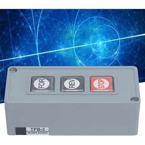 Interrupteur à bouton-poussoir BERM TPB-3, boîtier d'interrupteur à bouton-poussoir à réarmement automatique, combinaison marche/arrêt à trois positions, 250 V CA. (1/5)