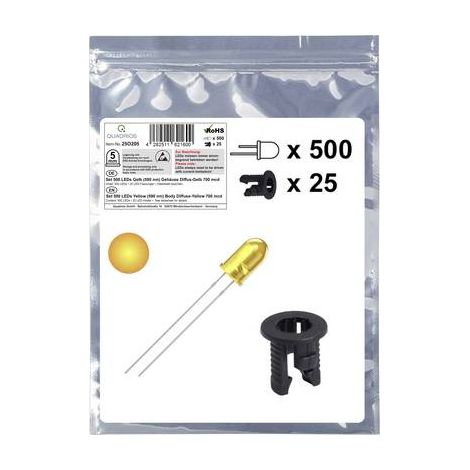Quadrios 25O205 Assortiment de LEDs jaune rond 5 mm 700 mcd 20 mA 2.0 V