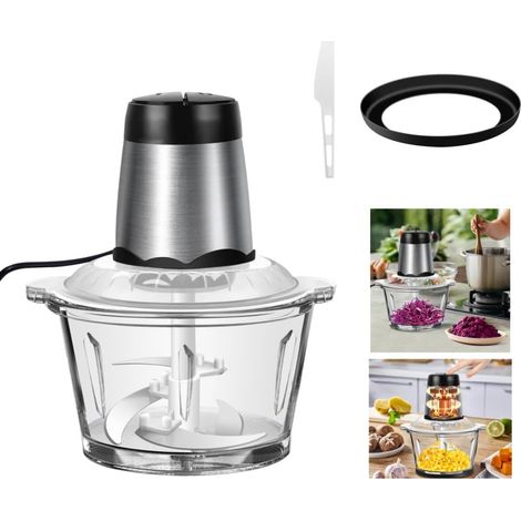 hachoir à viande électrique multifonction de 2 litres, intégrant un mélangeur, un robot culinaire, un hachoir à légumes, un mélangeur à viande et un hachoir à aliments, adapté à la cuisine, 2 vitesses