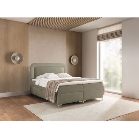 Boxspringbett Schlafzimmerbett WILLOW 200x200cm Stoff Puente Mintgrün