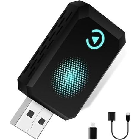 Adaptateur CarPlay sans Fil,Compatible avec A-pple CarPlay,Plug & Play, Type-C/USB,adapté à Plus de 800 véhicules(Black) (1/5)
