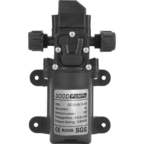 Pompe à eau 12 V, pompe à eau 12 V pour camping-car, DC 12 V, 70 W, 0,9 MPa, 6 L/min, haute pression, auto-amorçante, membrane, pour caravane, camping-car, bateau (1/4)