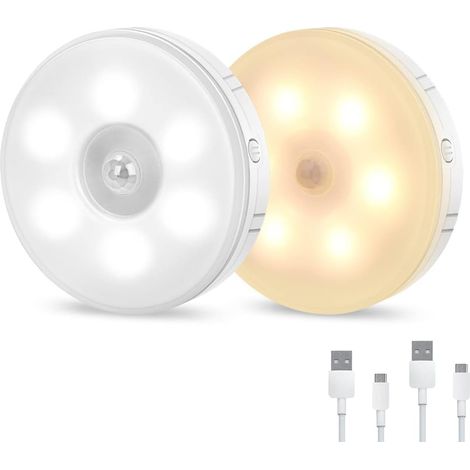 Lampe d'intérieur à détecteur de mouvement, veilleuse LED, rechargeable par USB (1/5)