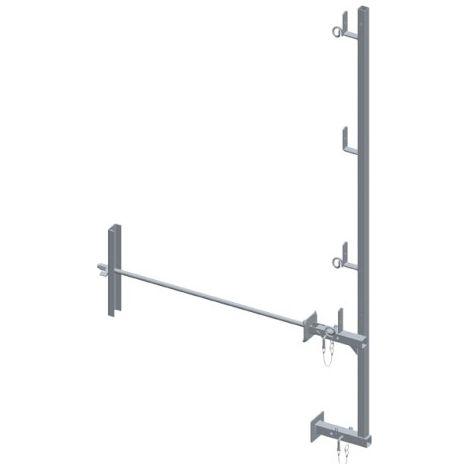 Dimos – Garde-corps universel 1,5m avec traversée pour mur 75cm – Fixation en rive ou bas de toit – Pour béton armé – Norme EN 13 374 (1/2)