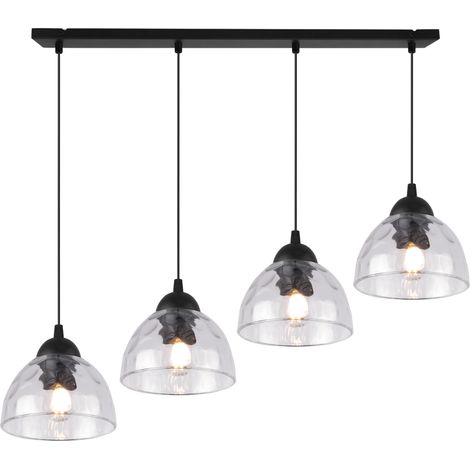 Suspension Venise à 4 lampes, abat-jour transparents E27 (1/5)