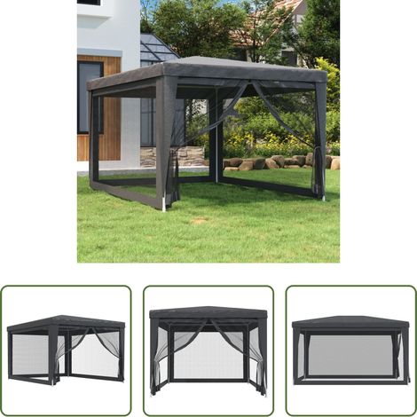 vidaXL Tente en polyéthylène - Tente de fête avec 4 parois latérales en maille Anthracite 3x4m (1/5)