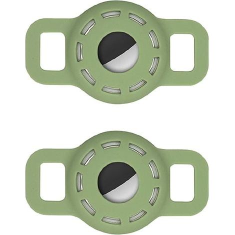 Funda de silicona para collares de mascotas con película protectora HD de alta transparencia, ajustable, funda portátil con rastreador GPS para collares de perros y gatos, juego de 2 piezas (verde mat (1/5)