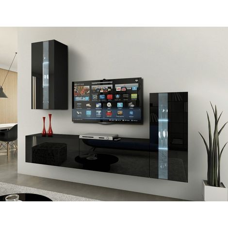 Ensemble meuble TV CONCEPT 47-47-HG-B-1-1A noir brillant 203 cm (1/2)