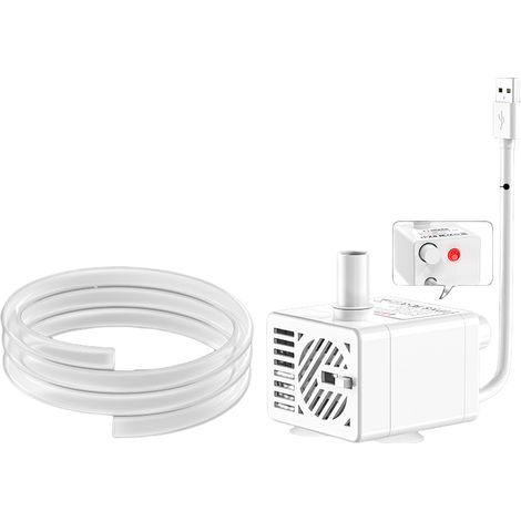 Bomba de agua USB de 5 V con cable de alimentación, minibomba inteligente con sensor de agua para bebederos de mascotas, caudal ajustable (máx. 200 L/H). (1/5)