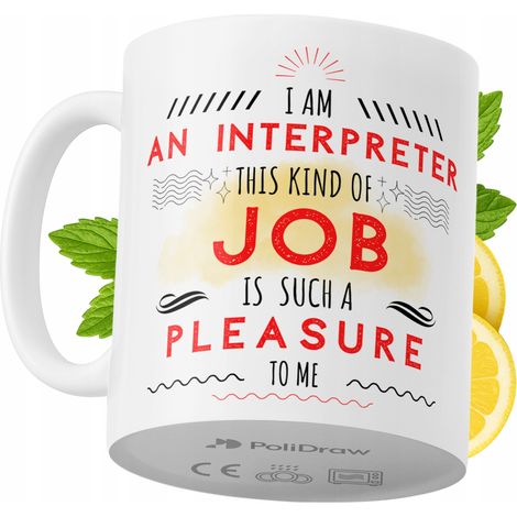 Taza para intérprete. Divertida taza de café o té con diseño gráfico y texto humorístico. Taza ideal para cumpleaños, santos y días festivos. Taza premium para ocasiones especiales en casa, la oficina (1/5)
