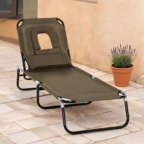 Transat pliable en tissu Oxford polyester 190 x 56 x 28 cm (1/5)