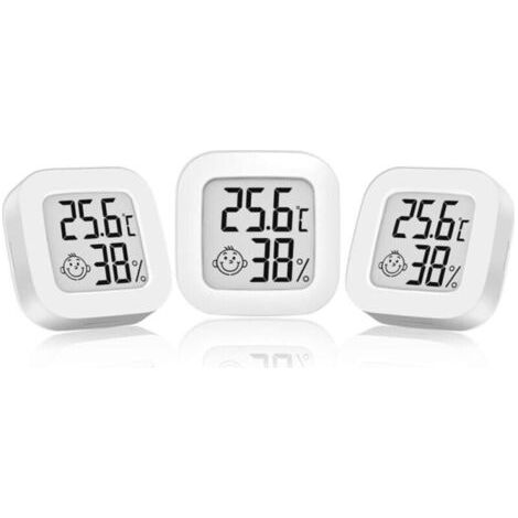 BUNTHAUS Thermometre interieur Hygromètre intérieur, Mini Hygromètre Thermomètre extérieur Digital Thermomètre intérieur pour Maison Terrarium Chambre Bébé Couveuse Cave Vestiaire etc(3 Blancs)