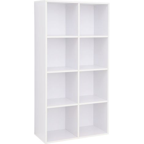 Vasagle – Bibliothèque enfant blanche 8 compartiments – Dimensions 30x65,1x128,9 cm – Panneau d’aggloméré E1 – Meuble de rangement moderne