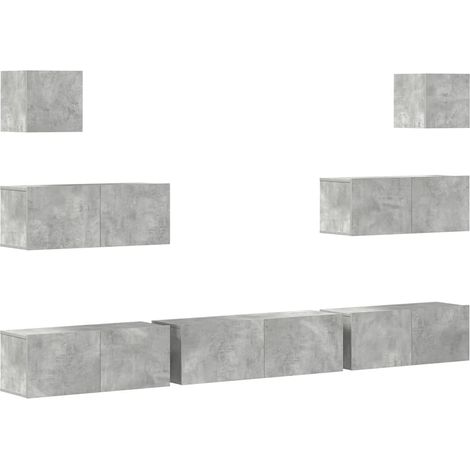 Maison Exclusive - 7-tlg. TV-Schrank-Set Betongrau Holzwerkstoff