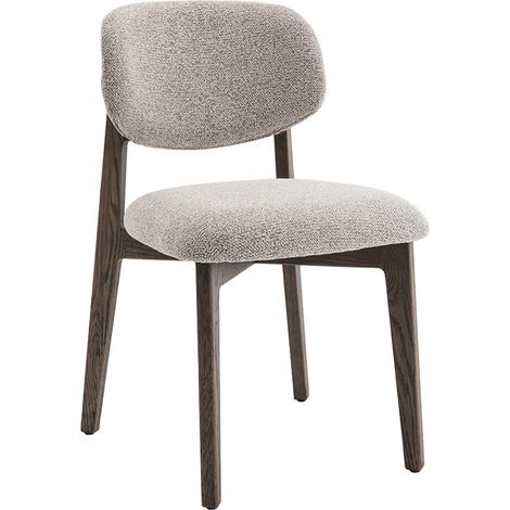 CARMEN - Chaise en tissu beige et chêne massif foncé