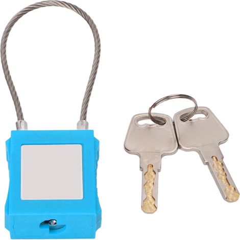 Ortviai Câble de Sécurité Lockout Tagout avec Shackle de 85mm et 2 Clés Bleu
