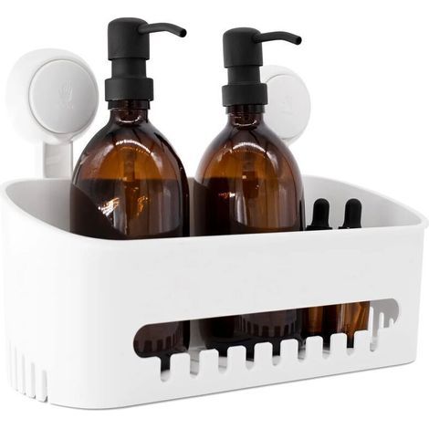 Etagère de Douche - Ventouse Serviteur de Douche Sans Perçage Ventouse Panier de Douche Amovible pour Salle de Bain Panier Rangement Douche & Cusine pour Shampooing Revitalisant Savon (1/4)
