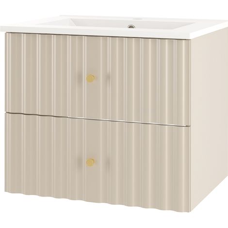 Waschtischunterschrank mit Waschbecken 60 cm breit in kaschmir AQUINO-140 (1/5)