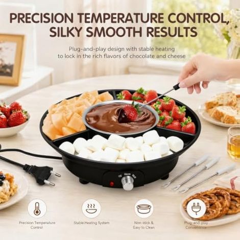 Fondue électrique au chocolat avec 4 brochettes Noir 260 ml (1/4)