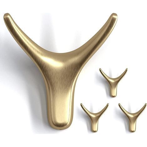 Set mit 4 Handtuchhaken, Wandhaken in Form eines Kuhkopfes, für Küchenutensilien und Handtücher im Wohnzimmer, in der Küche, im Schlafzimmer und im Badezimmer (gold) (1/5)
