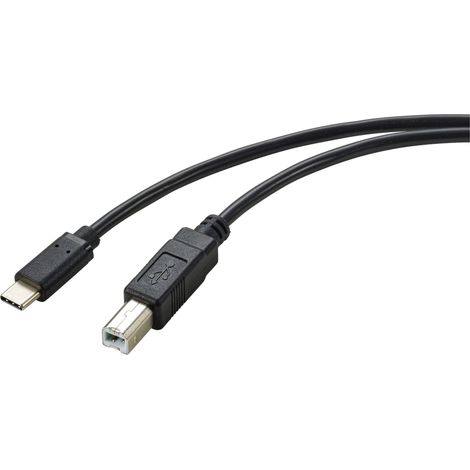 Renkforce Câble USB USB 2.0 USB-C® mâle, USB-B mâle 2.00 m noir blindage total RF-5720420 C875972 (1/3)