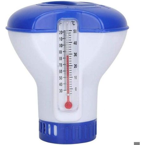 Diffuseur flottant chlore piscine Thermomètre 0–50°C, dosage réglable pour comprimés 1" (cap. 20–25) (1/5)