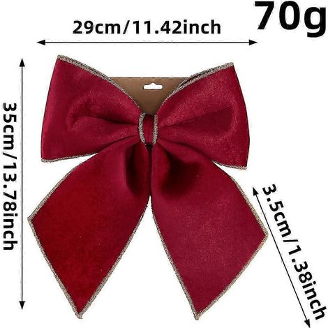 Nouveau nœud de Noël, pendentif sapin de Noël, ruban à bordure dorée, couronne, boîte cadeau, décorations Q3-48, grand modèle rouge à bordure dorée (1/5)