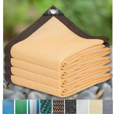 Toile ombrage UV 3x6m beige avec oeillets et 12 broches, coupe-vent pour terrasse jardin serres (1/5)