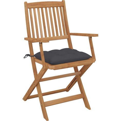 Maison Exclusive - Sedie da Giardino Pieghevoli 4 pz con Cuscini Massello Acacia