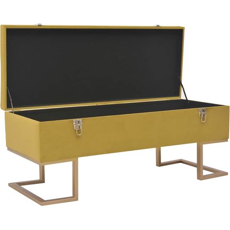 Maison Exclusive - Panca con Vano Portaoggetti 105 cm Senape in Velluto (1/5)