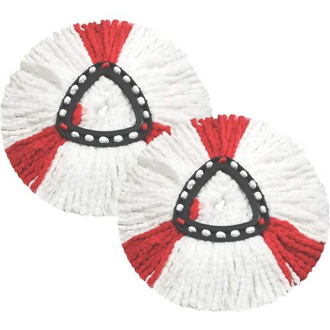 Packung mit 2 Moppköpfen, kompatibel mit Vileda 2 in 1 Turbo Mop Ersatzkopf, Mikrofaser, Rot, Weiß. (1/5)