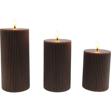 LED-Kerzen aus echtem Wachs - 3er-Set (flammenlos)